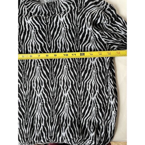 ATM Animal Print Cashmere Cotton Mock Neck Sweater Zebra XS EUC - Picture 10 of 10